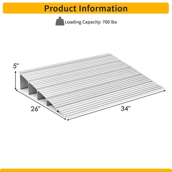 Gymax 5'' Door Threshold Ramp Aluminum Adjustable Rise Entry Ramp for ...