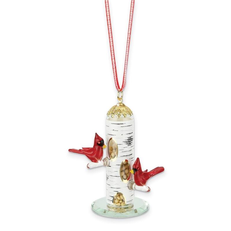 Curata CardinalS Delight Glass Figurine Ornament