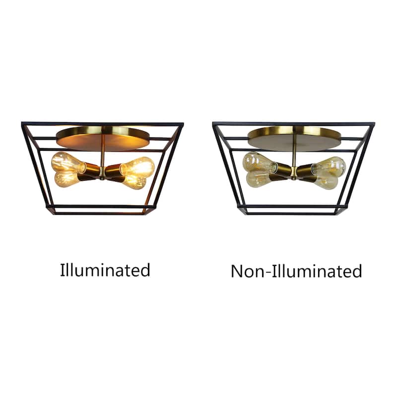 Farmhouse 4-light Two-Toned Flush Mount Fixture - Two Toned