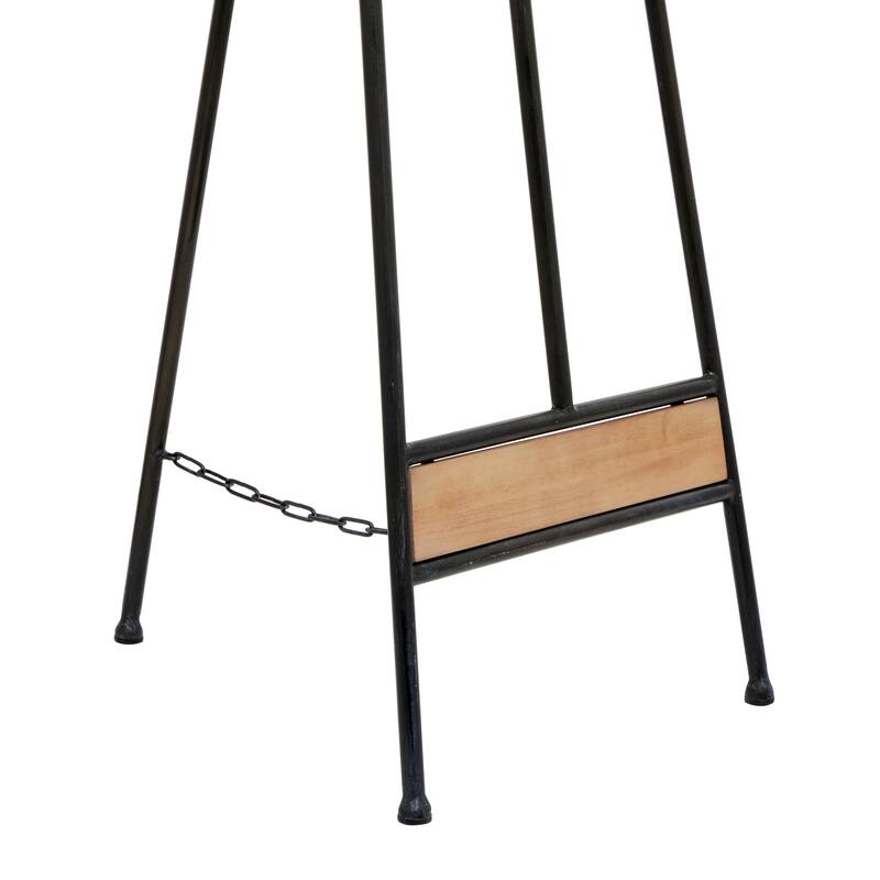 Black Metal Extra Large Free Standing Adjustable Display Stand Easel with Chain Support and Wood Accents