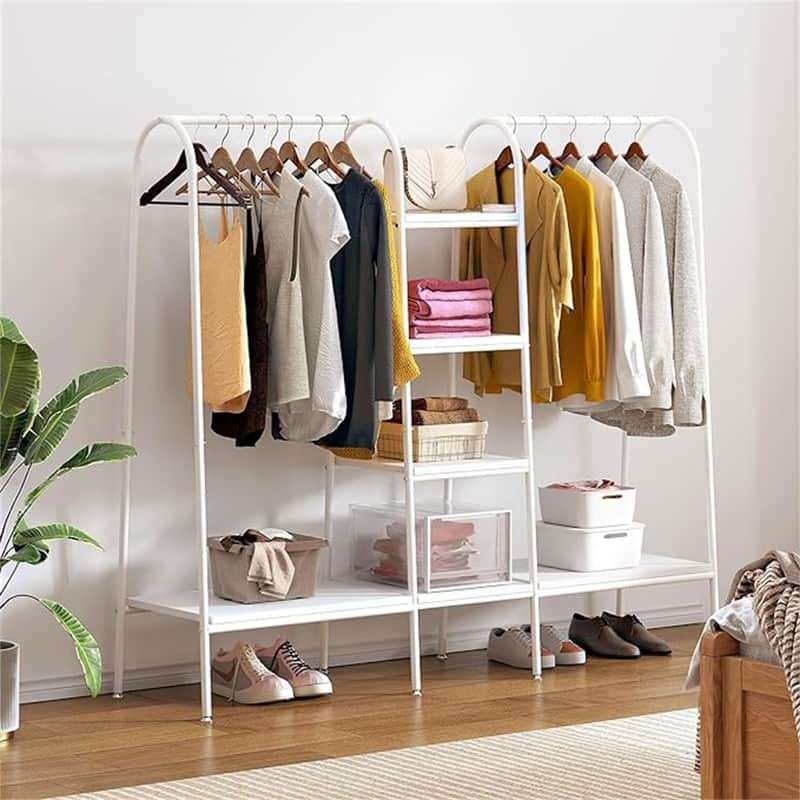 Free-Standing Garment Clothing Racks - 16.7"D x 62.9"W x 59.8"H