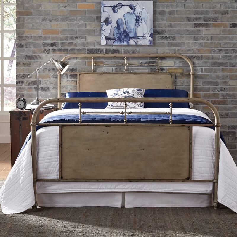 Vintage Series Distressed Metal King Metal Bed