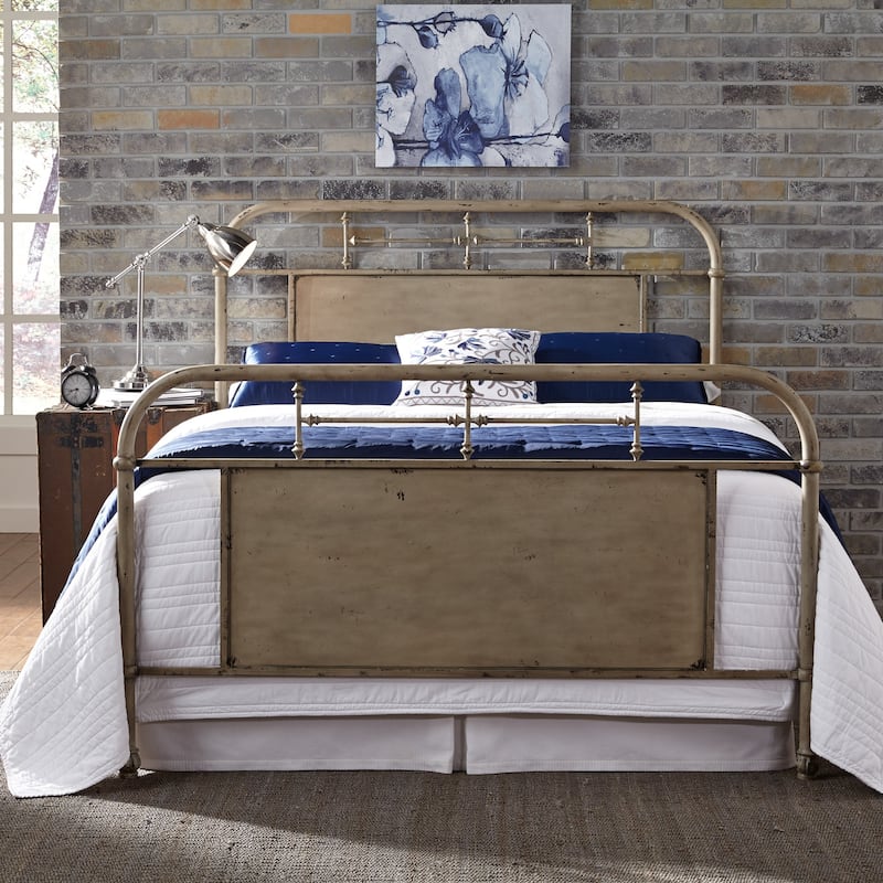 Vintage Series Distressed Metal Queen Metal Bed