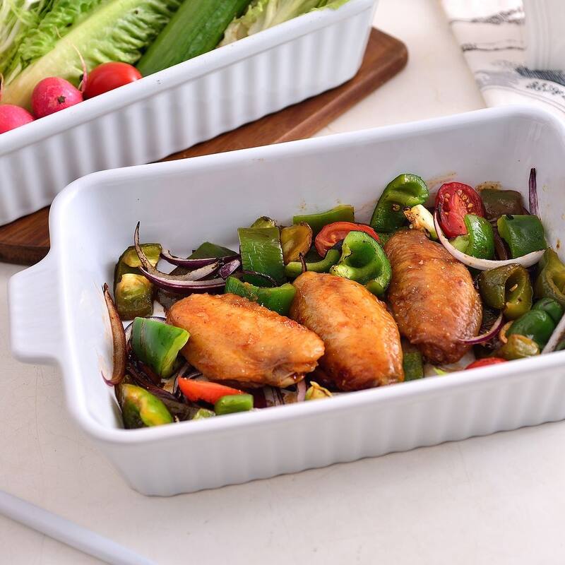 MALACASA Series Bake.Bake, Rectangle Porcelain Bakeware Set