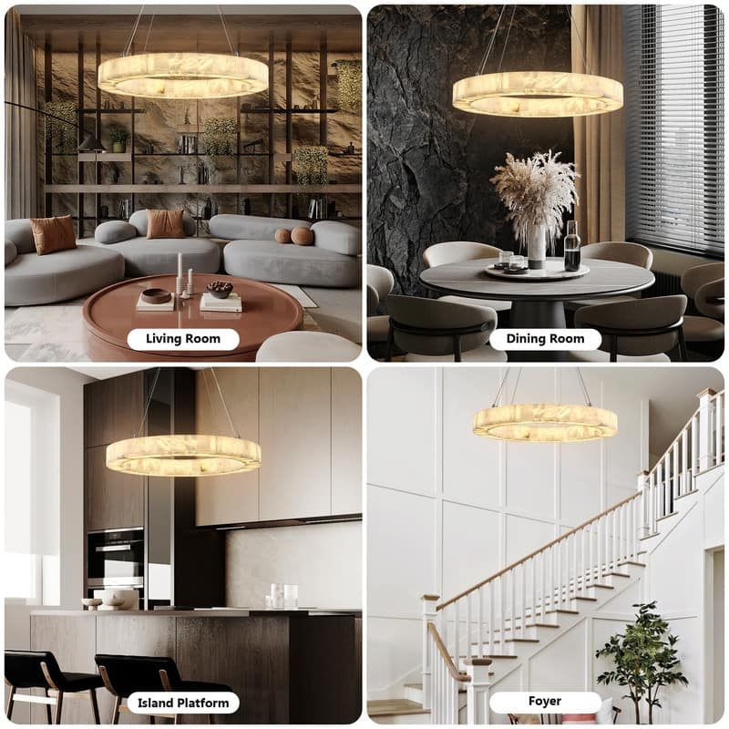 KAYLA D30in Modern Marble Dining Room Chandeliers - Glod