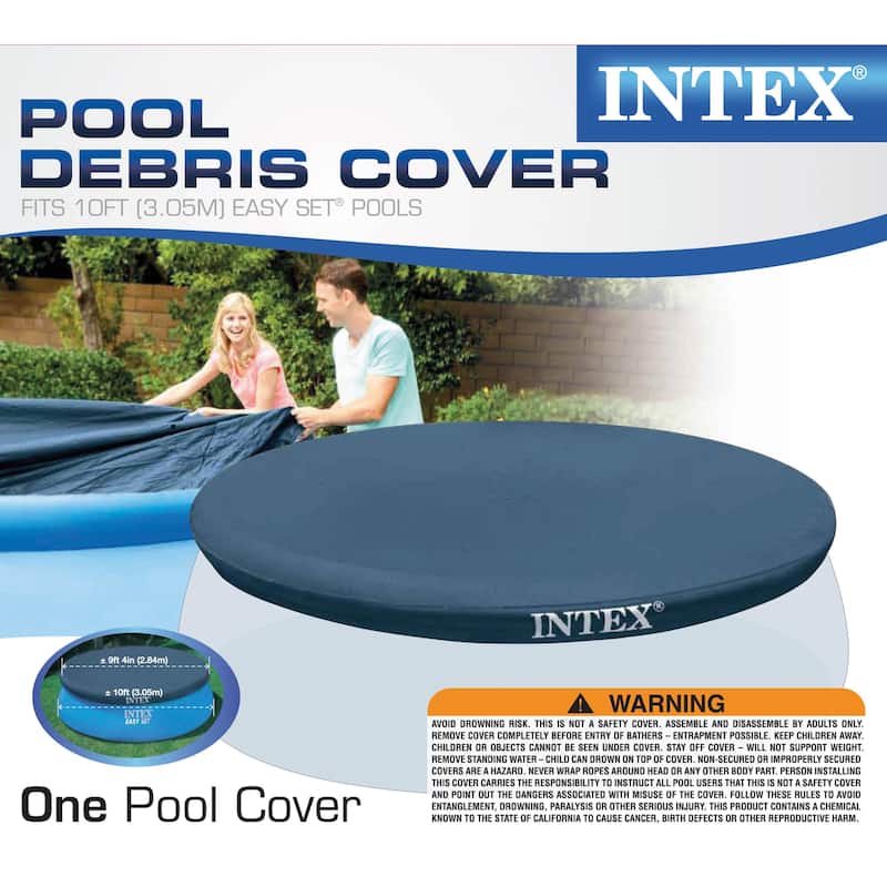 Intex 10 Foot Easy Set Above Ground Swimming Pool Debris Round Cover (2 Pack) - 10.48