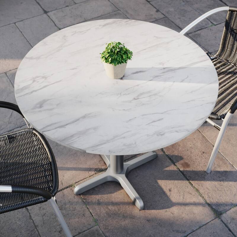 Commercial All-Weather HPL Tabletop with Crisscross Base