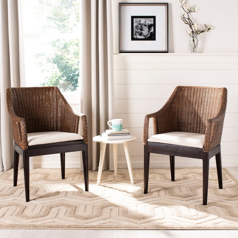 SAFAVIEH Duyen Dining Multi/ Brown Arm Chair - 23" x 23.3" x 34" - 23Wx23Dx34H
