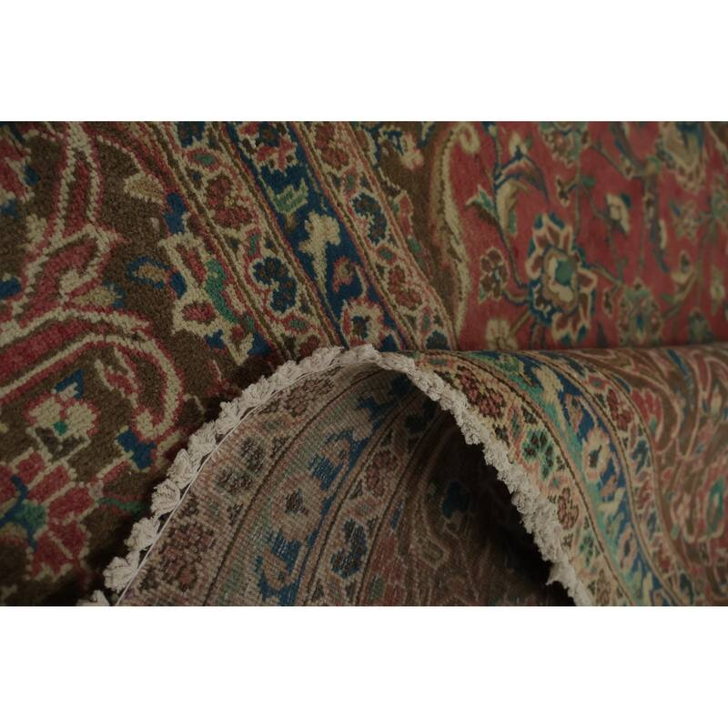 Hand Knotted Oriental 100% Wool Carpet Traditional Floral Pink Kashan Area Rug - 13' 1'' X 9' 9''