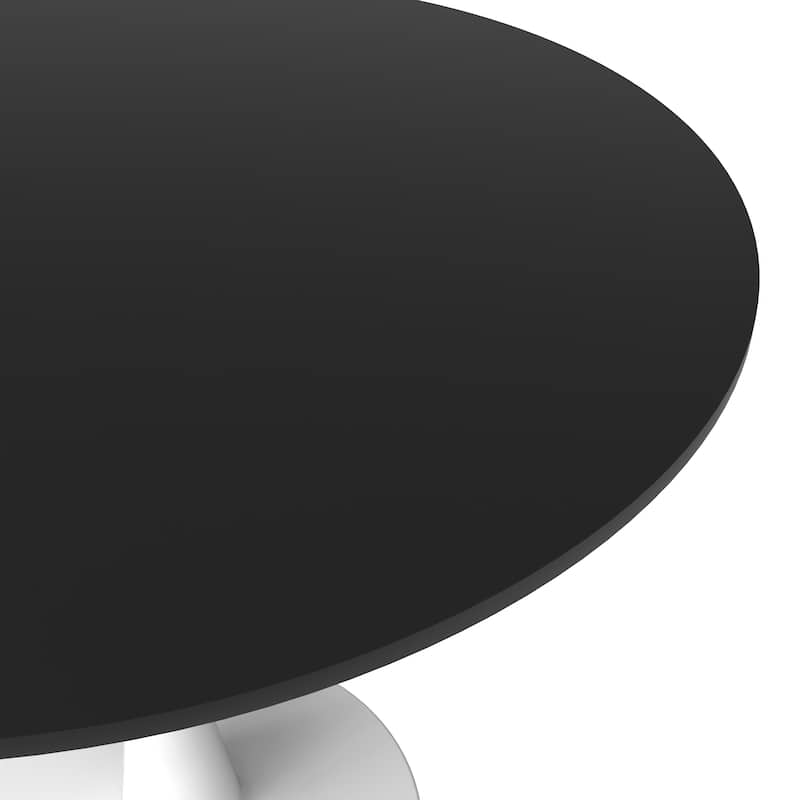 Bristol 35" Round Dining Table with Modern Glass, MDF or Sintered Stone - Sturdy Steel Pedestal Base for Kitchen, Dining, Cafe