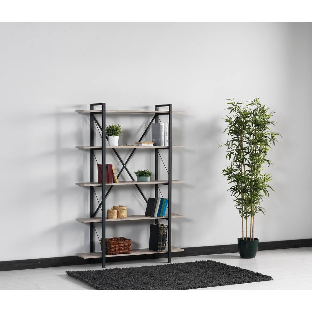 Pyramid Bookcase and Organizer with 4 Open Shelves for Home Office - N/A