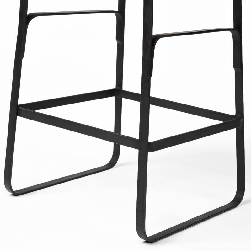 Conan Medium Brown Solid Wood Seat With Black Metal Frame Counter Stool - 15.0L x 16.0W x 25.0H