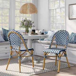 Furniture of America Irene French Chevron Wicker Patio Dining Chairs