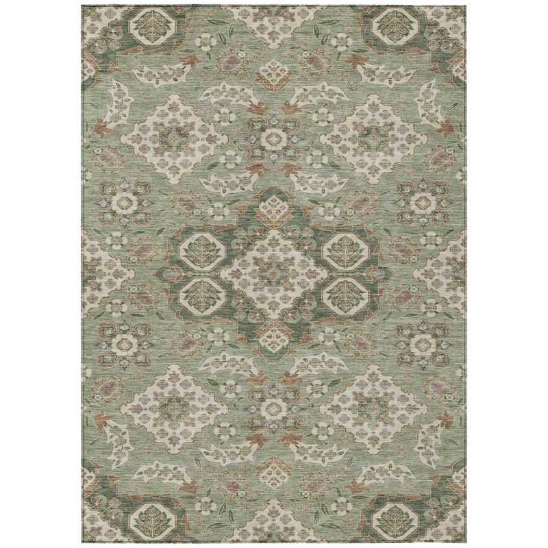 HomeRoots Medallion Traditional Rectangle Outdoor Rug