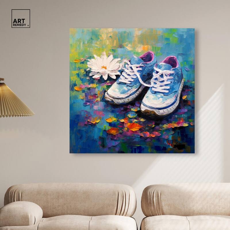 Lily Pad Sneakers Canvas by Art Remedy, Gallery Wrapped