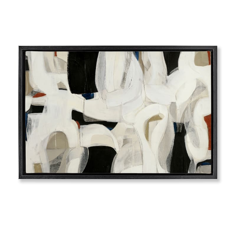 Stupell Dynamic Earthy Shapes Framed Floater Canvas Wall Art Design By Kippi Leonard - 25 x 17 - Black