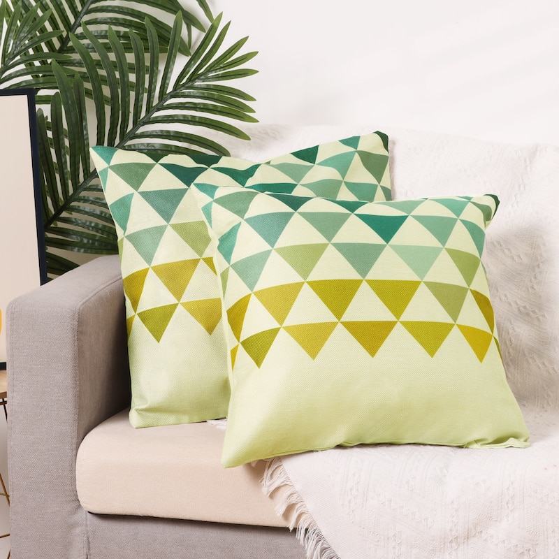2 Packs of Geometric Triangle Printed Pillow Covers for Home Office - Yellow Triangle-1