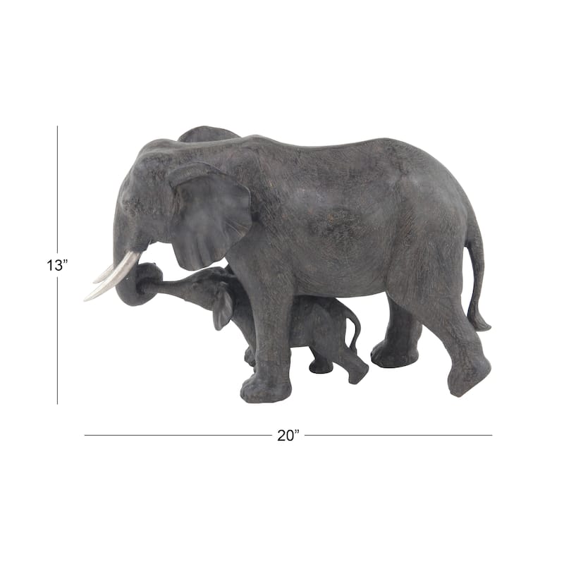 Gray Polystone Elephant Decorative Sculpture