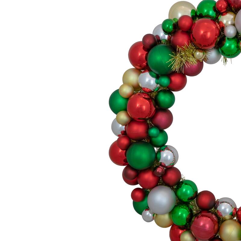 Traditional Colors 2-Finish Shatterproof Ball Christmas Wreath, 36"