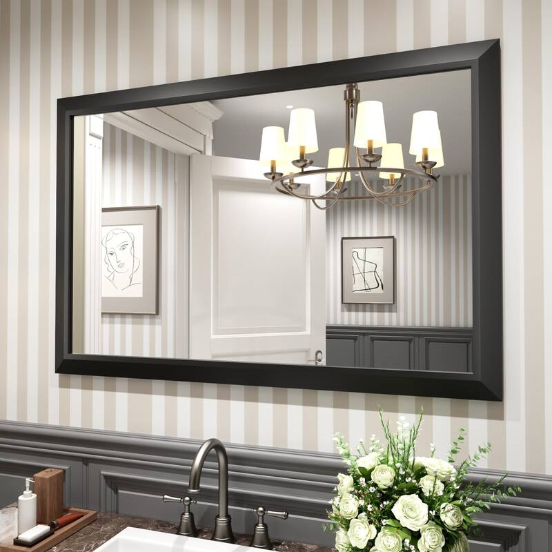 KIOTEE Full size Metal Bathroom Mirror with 5-Year Warranty - 48x32 - Black