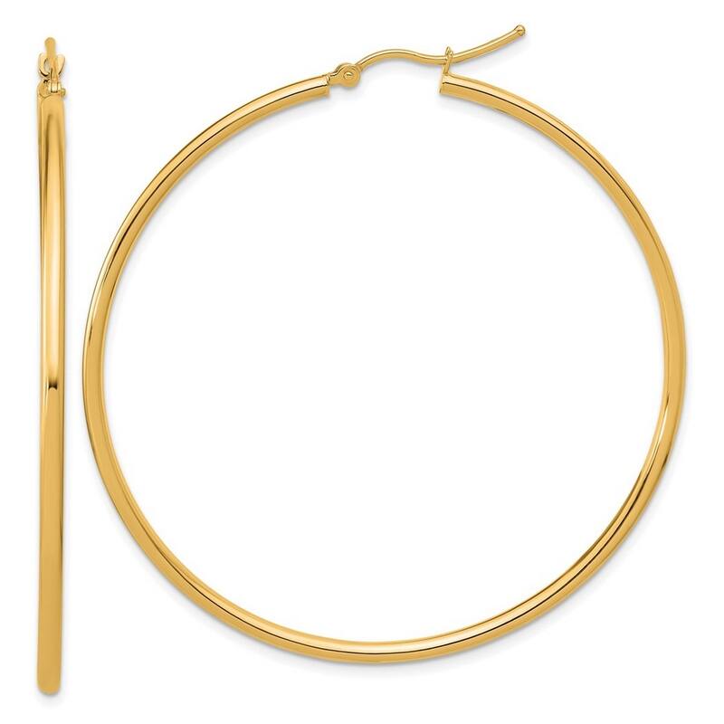 Curata 14k Yellow Gold Polished Hoop Earrings - 55x55mm