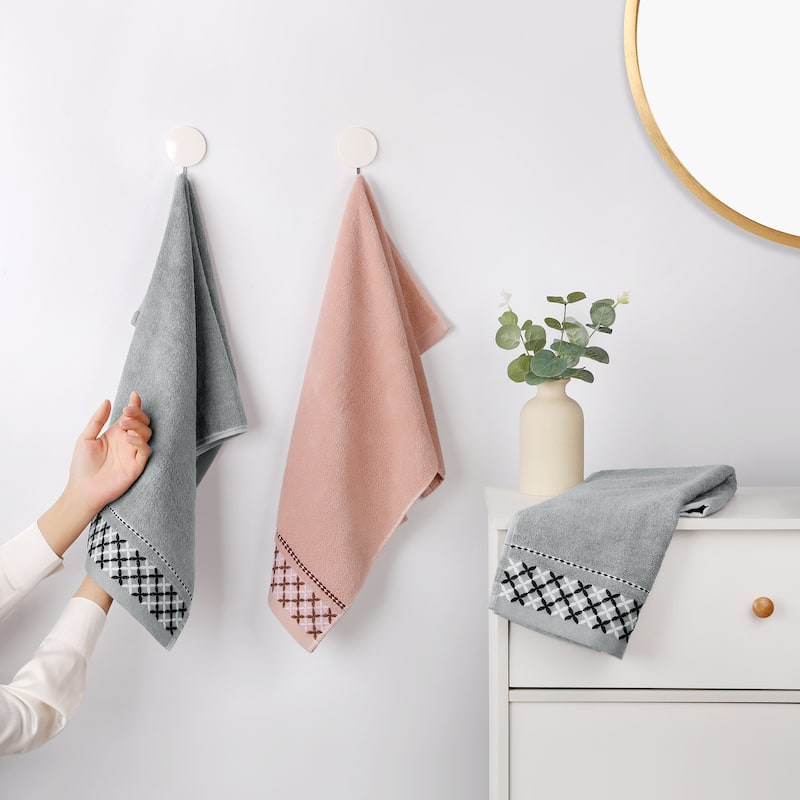 Cute Pattern Decorative Hand Towel Set, Lightweight, Absorbent Bathroom Hand Towels 14 x 30 Inches - Brown - 2 Pack