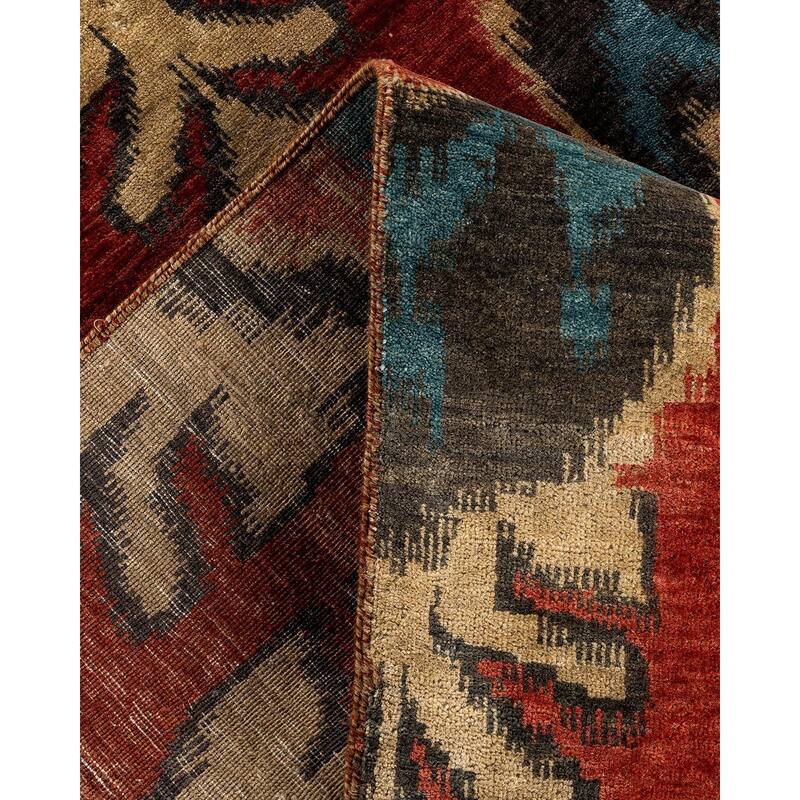 Ikat One-of-a-Kind Hand-Knotted Area Rug, Red - 9' 1" x 11' 9"