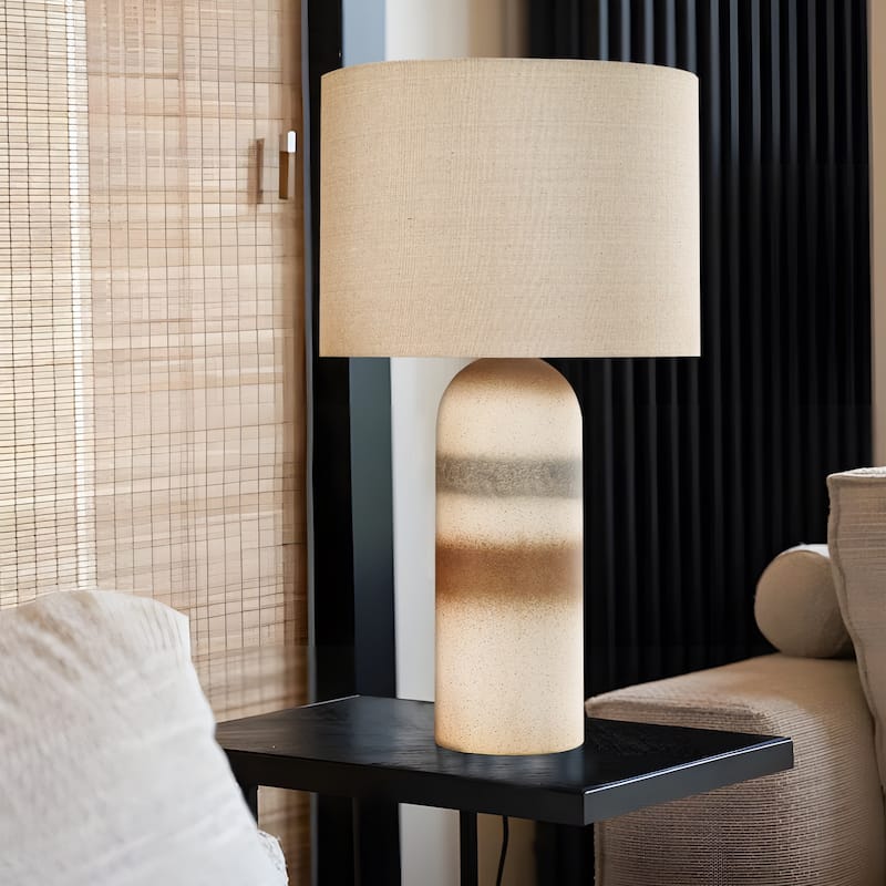 Ceramic Table Lamp with Drum Linen Shade