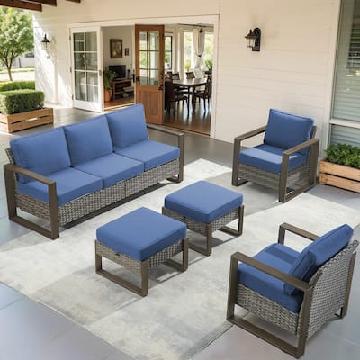 Gymojoy Outdoor Sofa Patio Chair with Ottoman Funiture