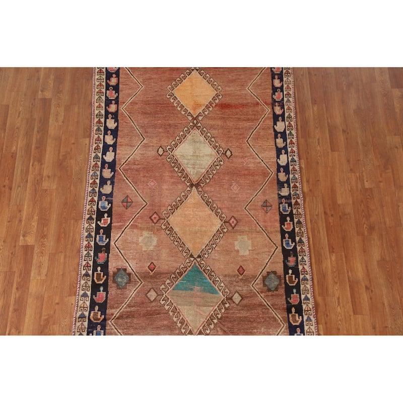 Vegetable Dye Gabbeh Qashqai Persian Antique Rug Handmade Wool Carpet - 4'2"x 7'3"