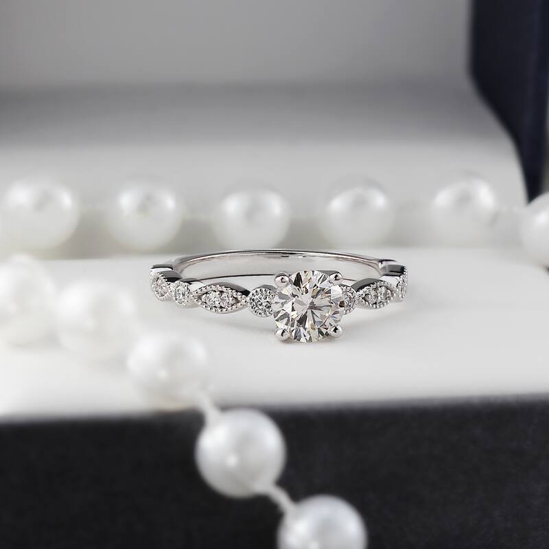 Auriya 14k Gold Vintage 2 1/2ct Round Moissanite Engagement Ring