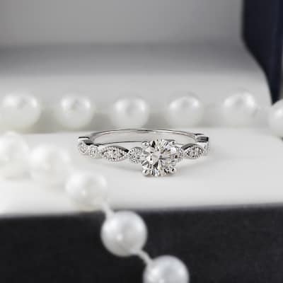 Auriya 14k Gold Vintage 2 1/2ct Round Moissanite Engagement Ring