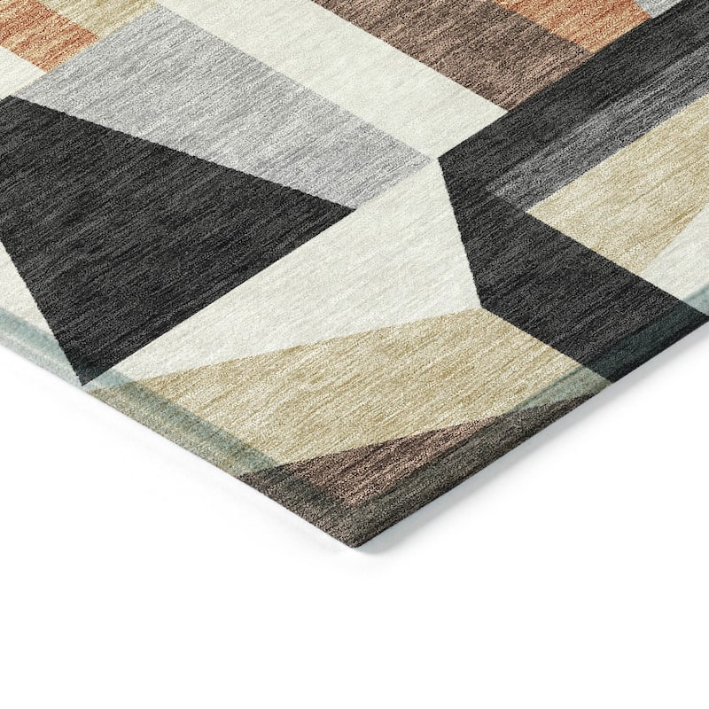 Machine Washable Indoor/ Outdoor Contemporry Mosaic Chantille Rug