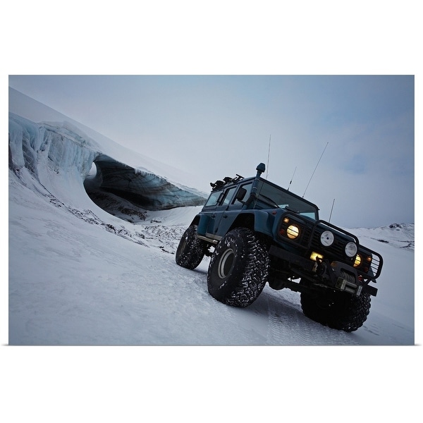"Jeep driving on snow-covered glacier" Poster Print