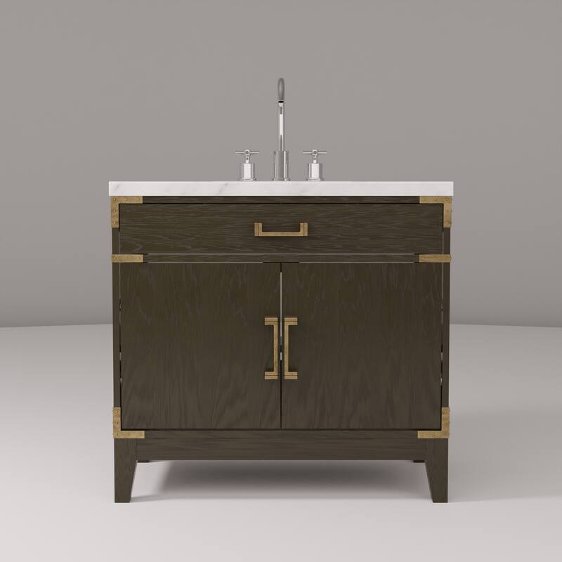 Laurel Bath Vanity Carrara Marble Top, Sink and Faucet