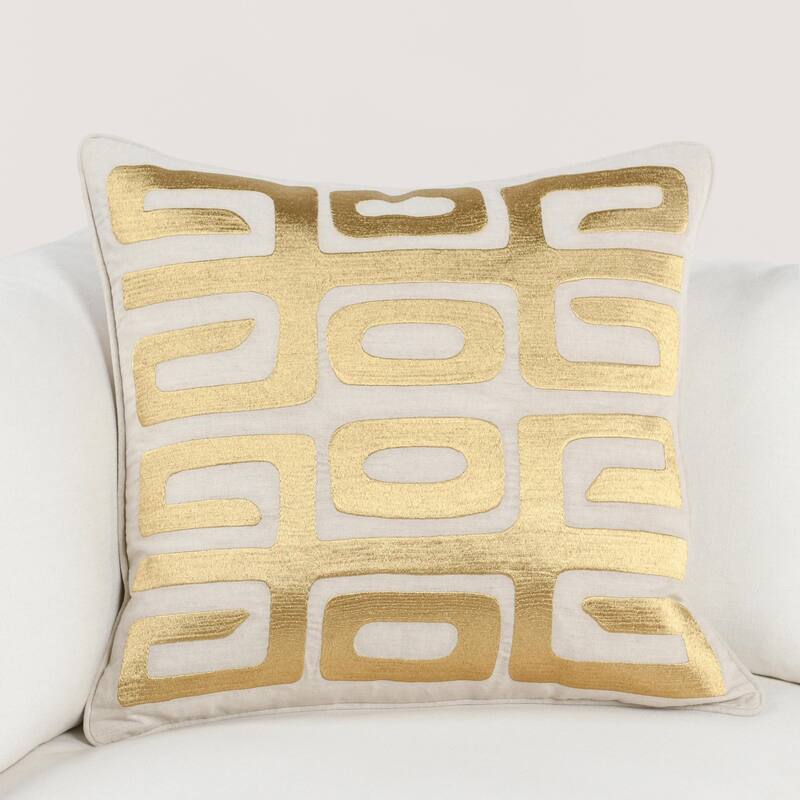 Villa by Classic Home Zelo Linen Blend Throw Pillow - Gold/Natural