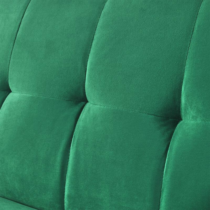 Italian Velvet Convertible Sleeper Sofa Bed with with Folded Armrests and Storage Bags