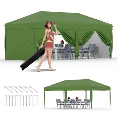 10'x20' Instant Pop-Up Canopy Tent, 6 Removable Sidewalls - 10*20Ft