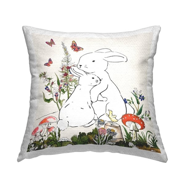 slide 2 of 7, Stupell Rabbit Hugs Spring Flower Meadow Butterfly Garden Printed Outdoor Throw Pillow Design by Sangita Bachelet