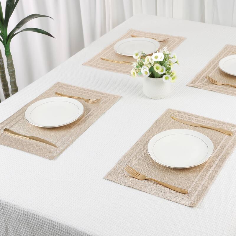 Placemats Set of 6 Trimmed Placemats for Dining Table Decor Indoor Outdoor Kitchen Table Mat - 18*12in