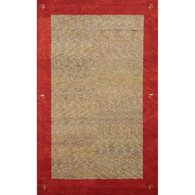 Hand Knotted Oriental 100% Wool Carpet Tribal Modern Red Gabbeh Area Rug - 7' 7'' X 5' 3''