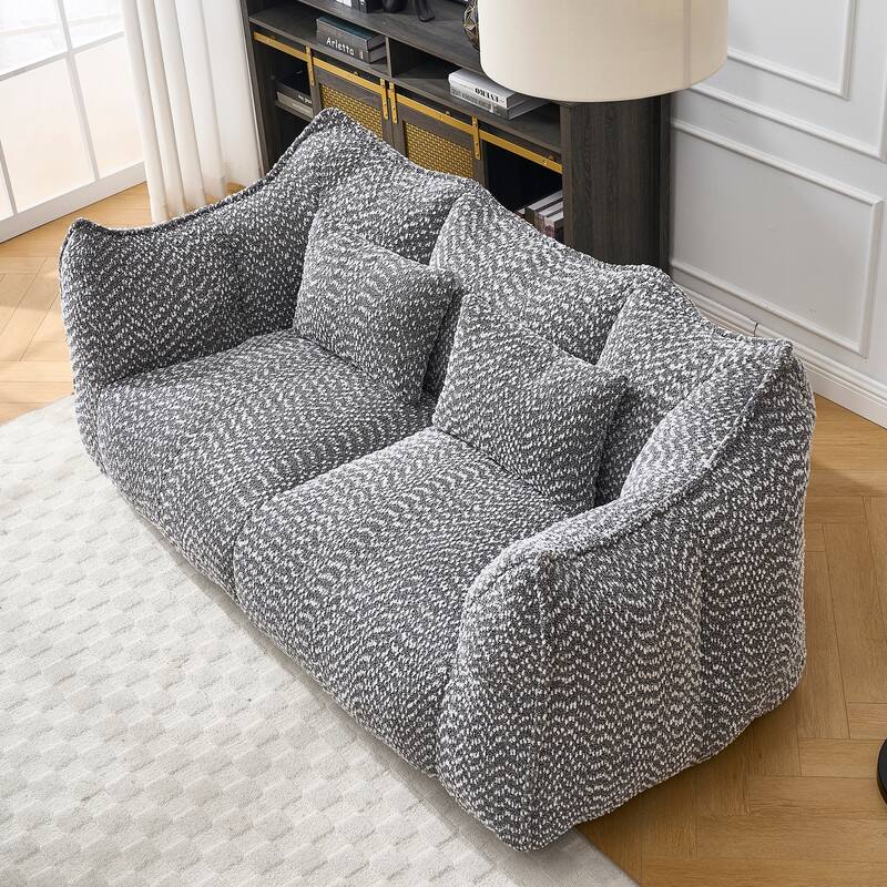 Modern Chenille 2-Seater Bean Bag Chair Recliner Sofa with Armrests for Living Room Lounge Bedroom