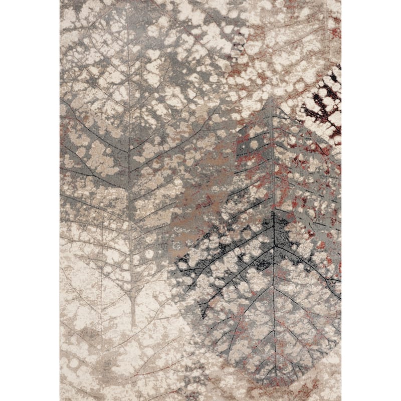 Annie Collection - Cream/Taupe Leaf Rug