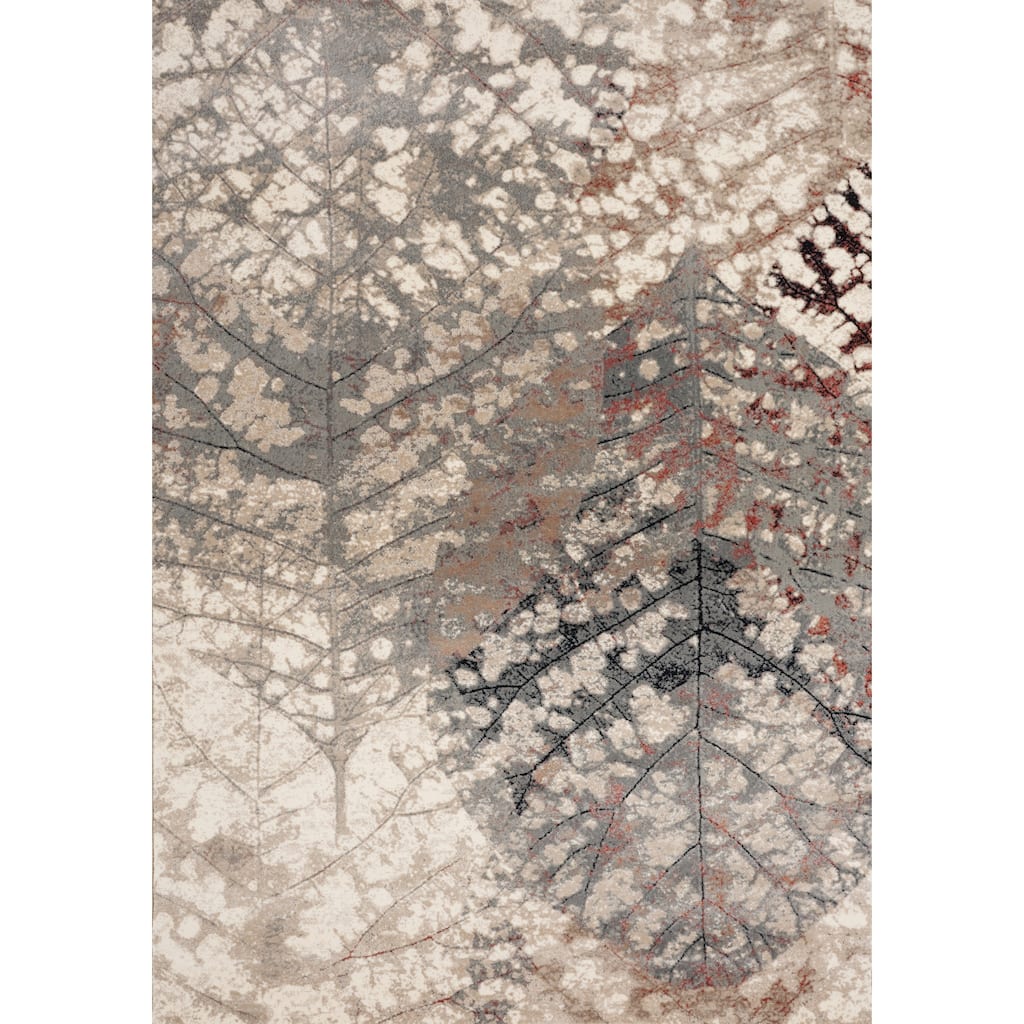 Annie Collection - Cream/Taupe Leaf Rug