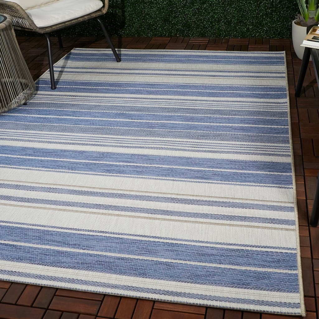 Alexie Coastal Stripes Indoor/ Outdoor Area Rug