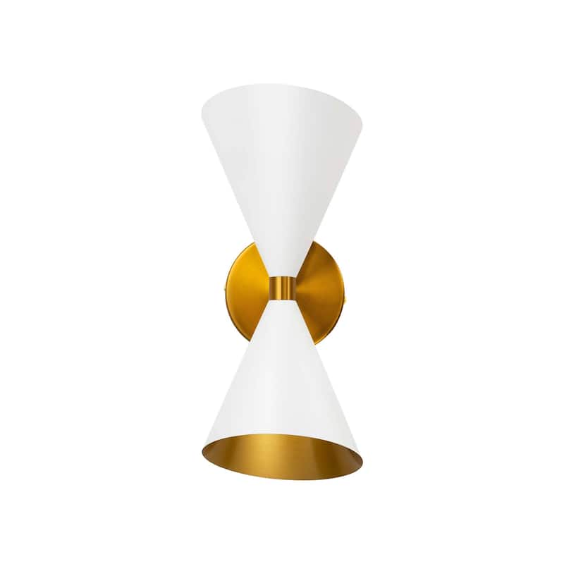 2-Light Modern Adjustable Head Cone Vanity Light Up&Down Dual Horn Hourglass Wall Sconce