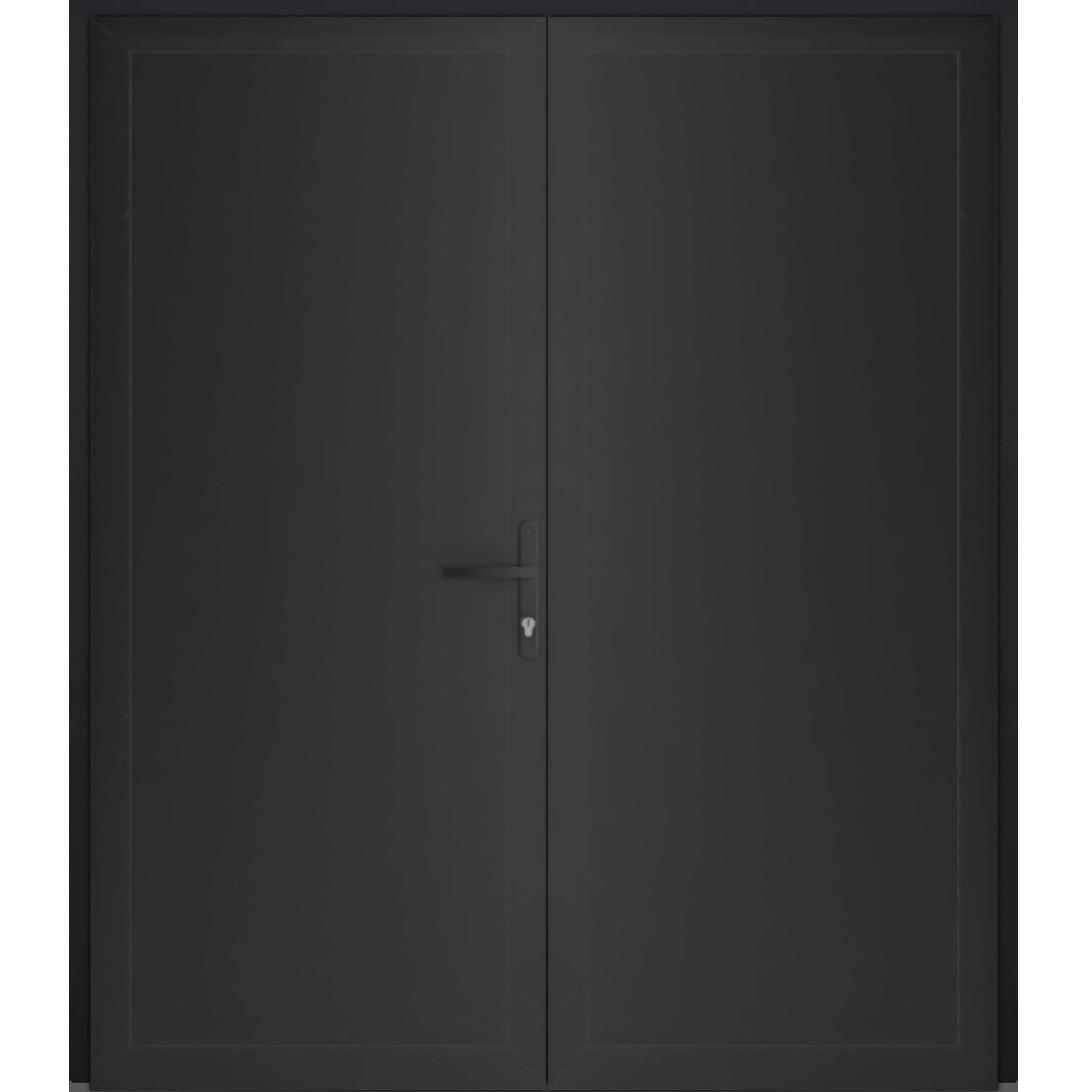 Exterior Prehung Metal-Plastic Double Doors / MANUX 8111 Matte Black / 72x80