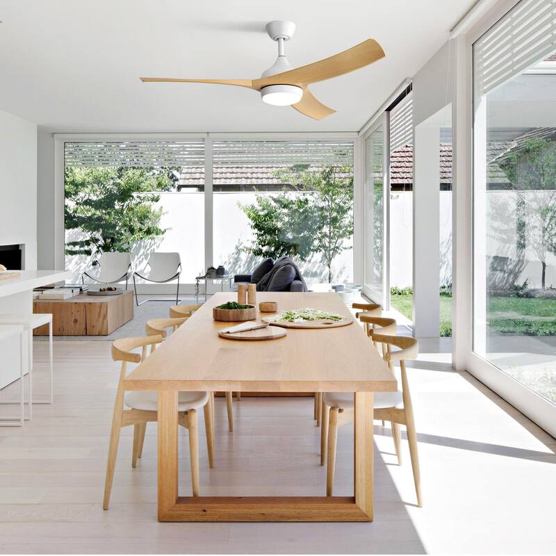 52 Inch Ceiling Fan with Light and Remote Control, 3-Blade Reversible DC Motor Fan, Dimmable 3-color Temperature