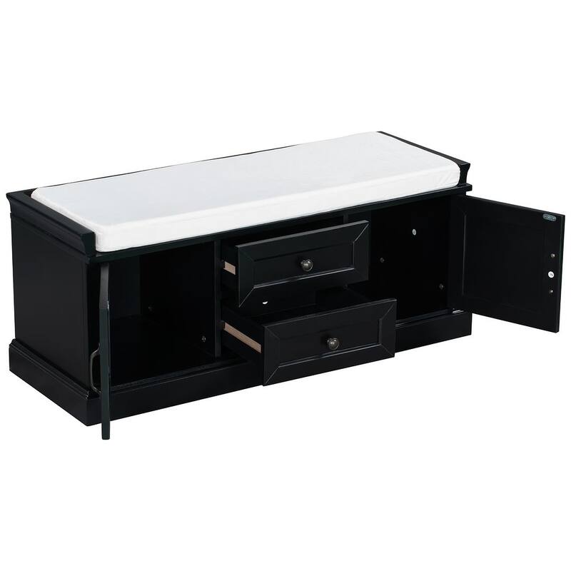 Storage Bench Shoe Bench with Removable Cushion for Living Room