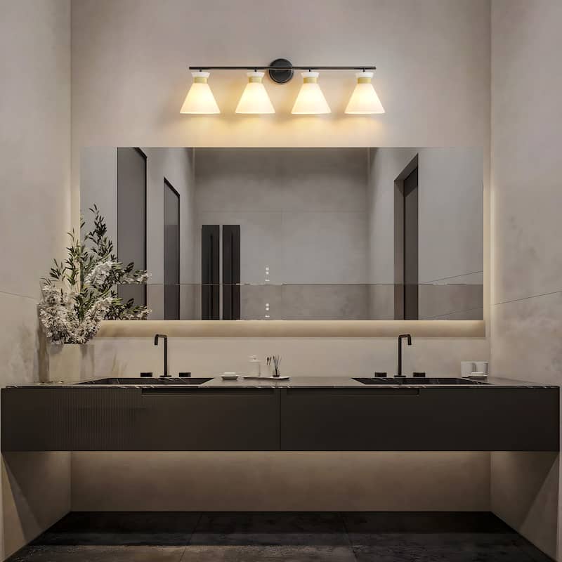 Dimmable Bathroom Vanity Light with Glass Shade